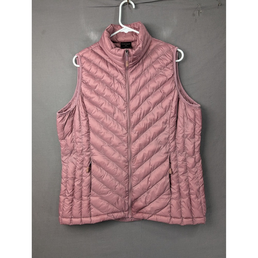 32 Degrees Heat Womens Puffer Vest XL Mauve Pink Quilted Full Zip Sleeveless